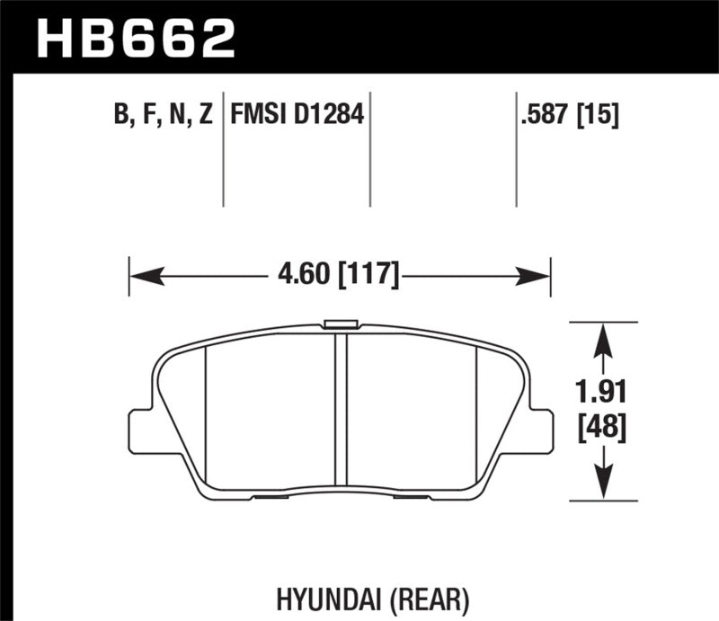 Hawk Performance Hawk 10 Hyundai Genesis Coupe (w/o Brembo Breaks) HP+ Autocross 15mm Rear Brake Pads