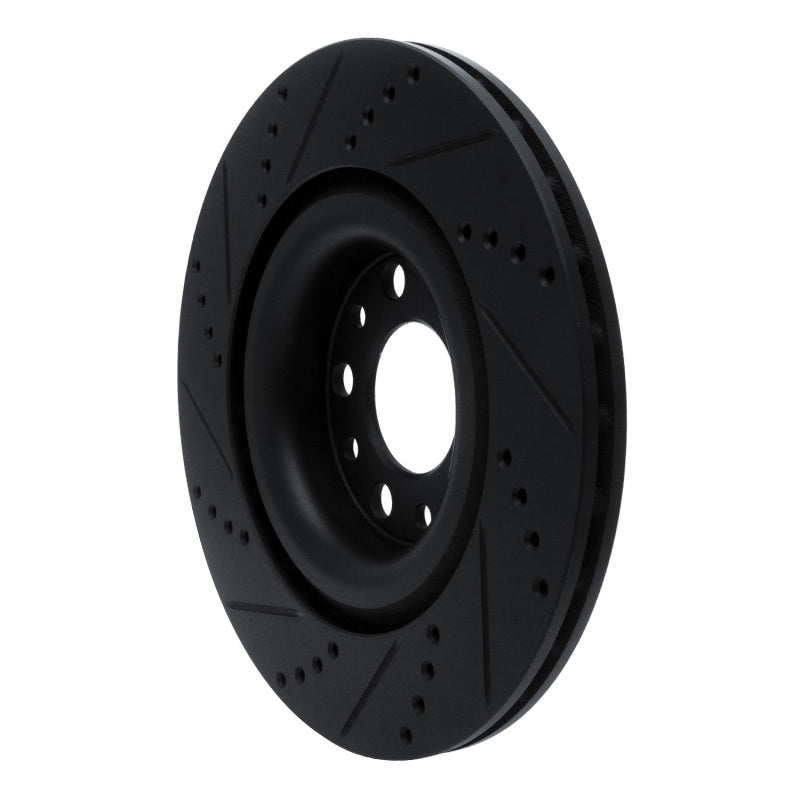 R1 Concepts R1 2017-2025 Alfa Romeo Stelvio Rear Right Drilled & Slotted Black Brake Rotor