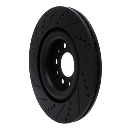 R1 Concepts R1 2017-2025 Alfa Romeo Stelvio Rear Right Drilled & Slotted Black Brake Rotor