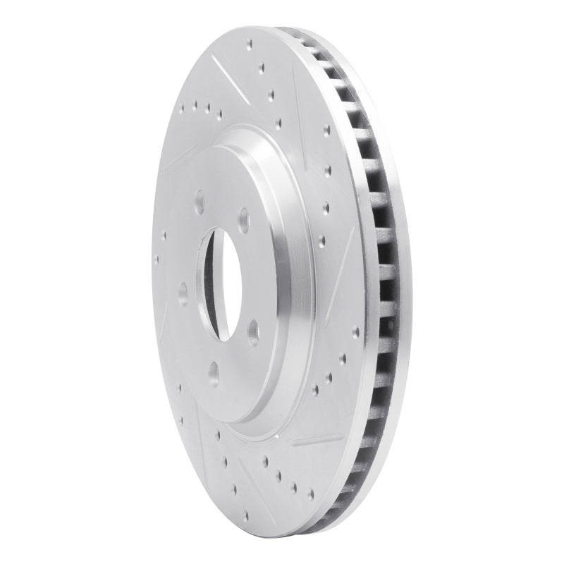 R1 Concepts R1 05-14 Ford Mustang Front Right Drilled & Slotted Silver Brake Rotor