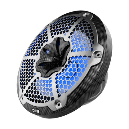 DS18 NXL-M Series Speaker w/ RGB LED Lights 10in 2-Way 200 Watts RMS 4 ohm Black Carbon Fiber