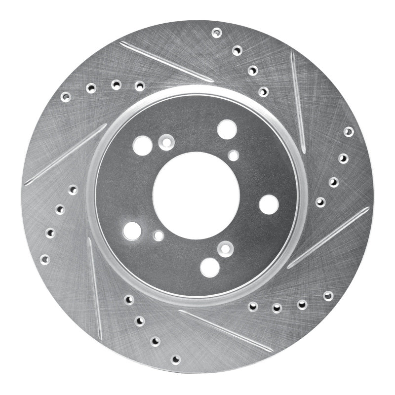 R1 Concepts R1 05-10 Honda Odyssey Front Right Drilled & Slotted Silver Brake Rotor