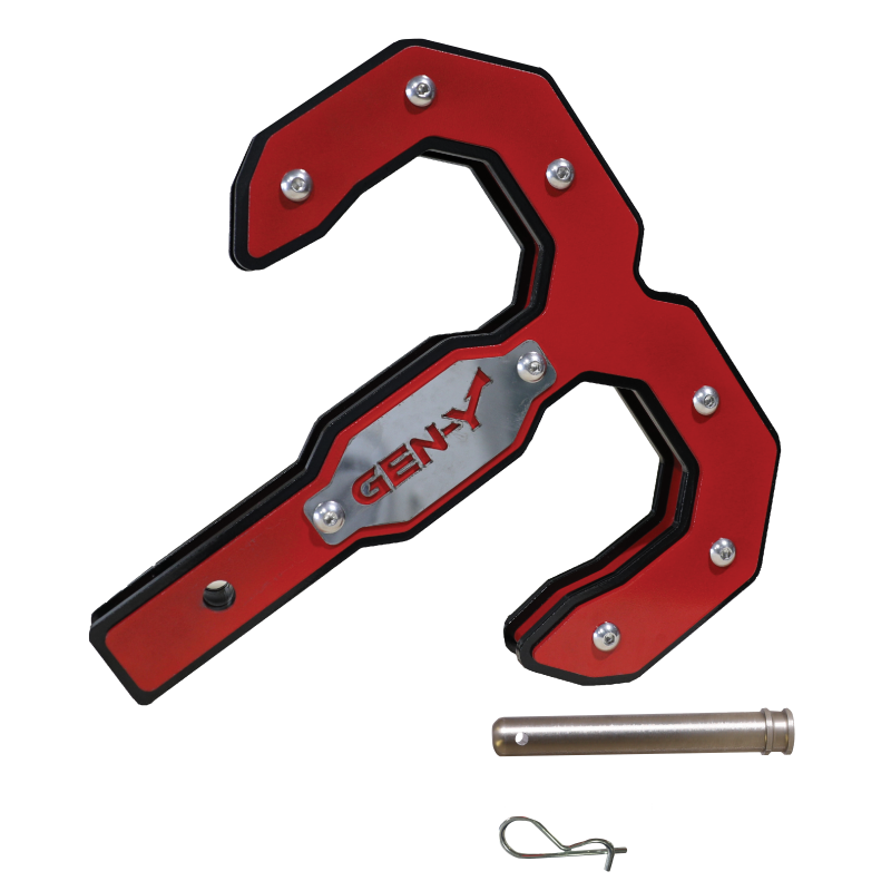 GEN-Y Hitch Gen-Y Hulk 2.5 32K Tow Hook 2.5in Shank w/GH-097 Pin/GH-011 Twist Clip - Black/Red