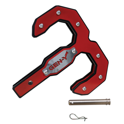 GEN-Y Hitch Gen-Y Hulk 2.5 32K Tow Hook 2.5in Shank w/GH-097 Pin/GH-011 Twist Clip - Black/Red