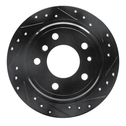 R1 Concepts R1 81-86 BMW 735I Rear Right Drilled & Slotted Black Brake Rotor