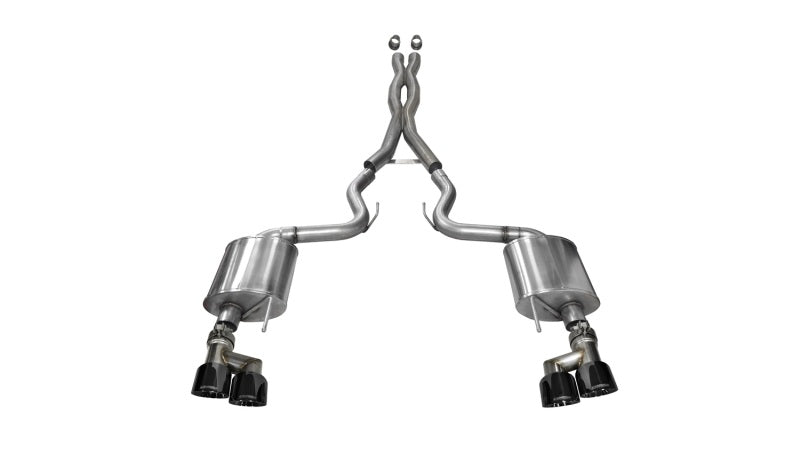 CORSA Performance Corsa 2015-2017 Ford Mustang GT 5.0 3in Cat Back Exhaust Black Quad Tips (Sport)