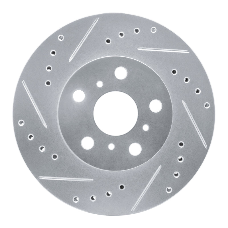 R1 Concepts R1 86-89 Toyota Celica Front Left Drilled & Slotted Silver Brake Rotor