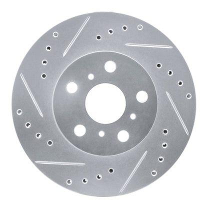 R1 Concepts R1 86-89 Toyota Celica Front Left Drilled & Slotted Silver Brake Rotor