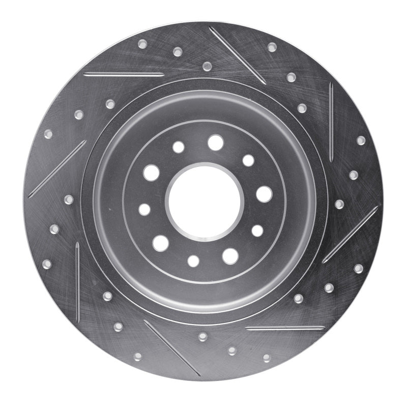 R1 Concepts R1 05-19 Ford Explorer Rear Left Drilled & Slotted Silver Brake Rotor