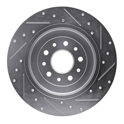 R1 Concepts R1 05-19 Ford Explorer Rear Left Drilled & Slotted Silver Brake Rotor