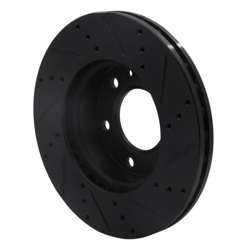 R1 Concepts R1 06-25 American Coach Patriot Front Left Drilled & Slotted Black Brake Rotor