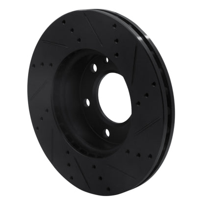 R1 Concepts R1 06-25 American Coach Patriot Front Left Drilled & Slotted Black Brake Rotor