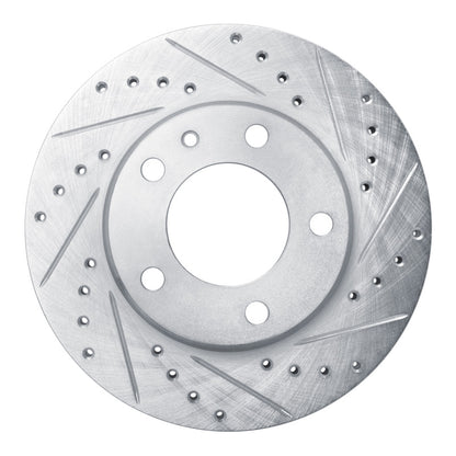 R1 Concepts R1 82-88 BMW 528E Front Right Drilled & Slotted Silver Brake Rotor