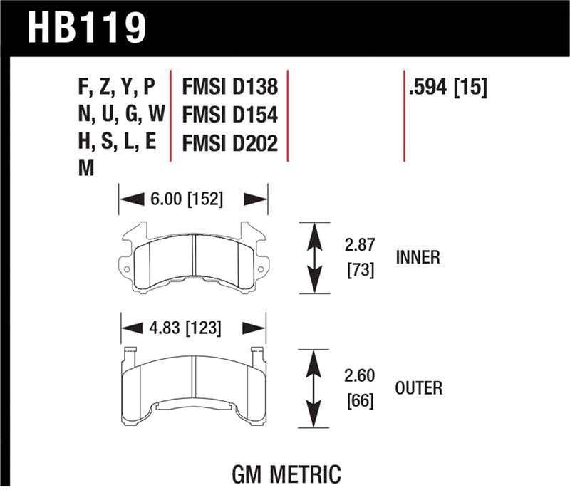 Hawk Performance Hawk GM Metric DTC-70 Race Brake Pads w/.0594 Thickness