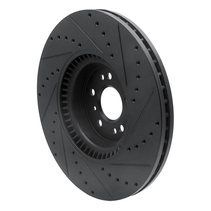 R1 Concepts R1 07-09 Mercedes-Benz GL320 Front Left Drilled & Slotted Black Brake Rotor