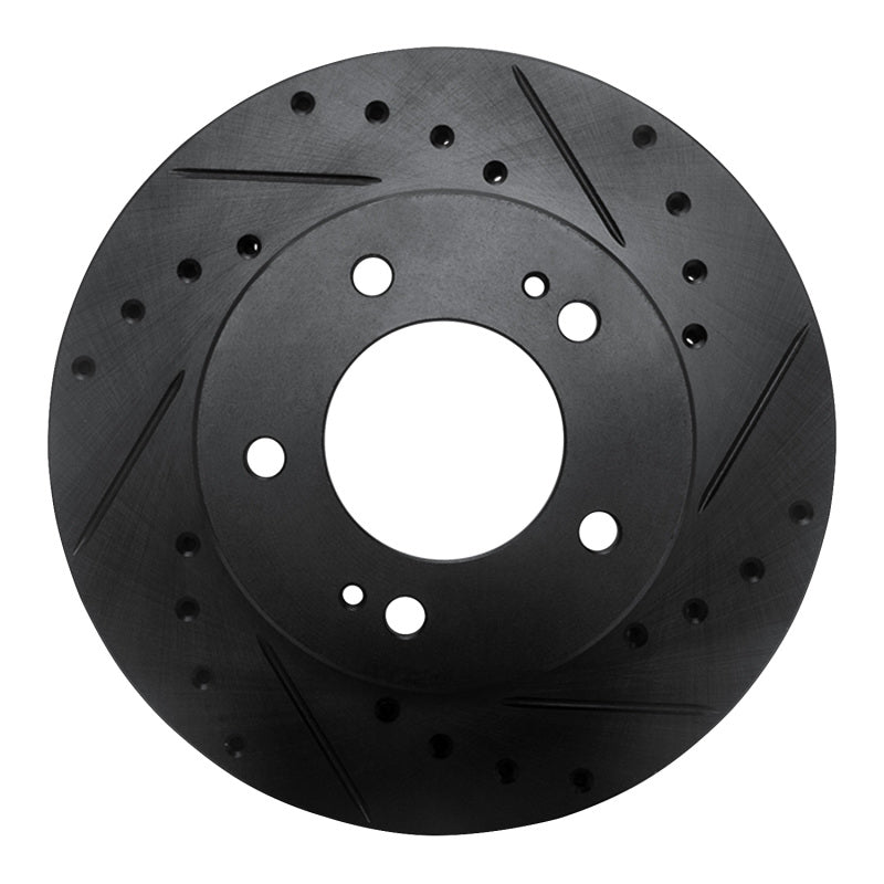 R1 Concepts R1 83-89 Chrysler Conquest Front Right Drilled & Slotted Black Brake Rotor