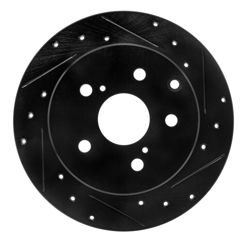 R1 Concepts R1 06-18 Lexus HS250H Rear Right Drilled & Slotted Black Brake Rotor