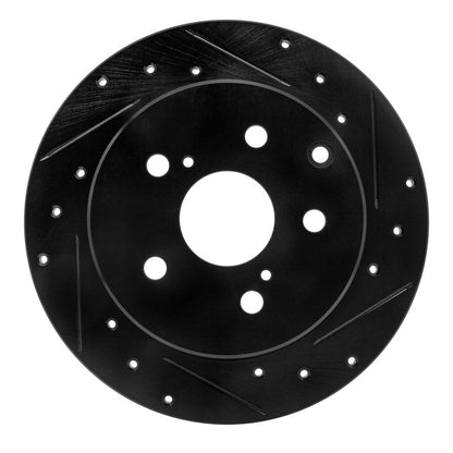 R1 Concepts R1 06-18 Lexus HS250H Rear Right Drilled & Slotted Black Brake Rotor