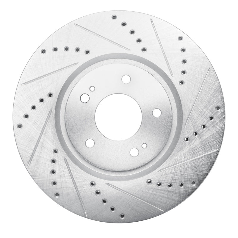 R1 Concepts R1 03-06 Mitsubishi Lancer Front Right Drilled & Slotted Silver Brake Rotor