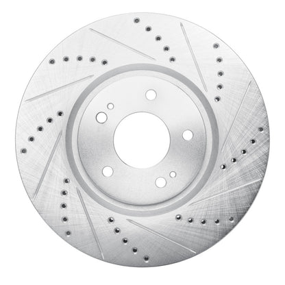 R1 Concepts R1 03-06 Mitsubishi Lancer Front Right Drilled & Slotted Silver Brake Rotor