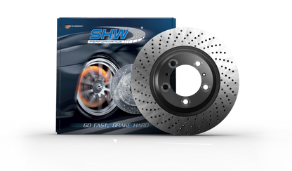 SHW Performance SHW 99-08 Porsche 911 Carrera 3.6L w/o Ceramics Rear Cross-Drilled Monobloc Brake Rotor(99635240104)