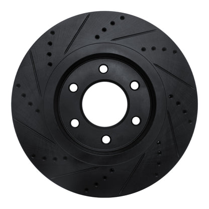 R1 Concepts R1 07-24 Infiniti QX80 Front Right Drilled & Slotted Black Brake Rotor