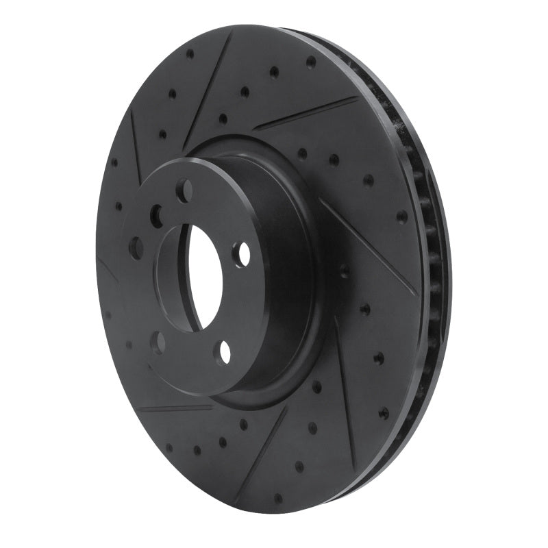 R1 Concepts R1 16-18 BMW X4 Left Front Drilled & Slotted Black Brake Rotor