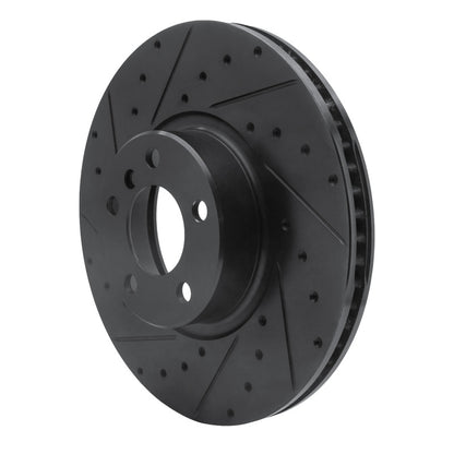 R1 Concepts R1 16-18 BMW X4 Left Front Drilled & Slotted Black Brake Rotor
