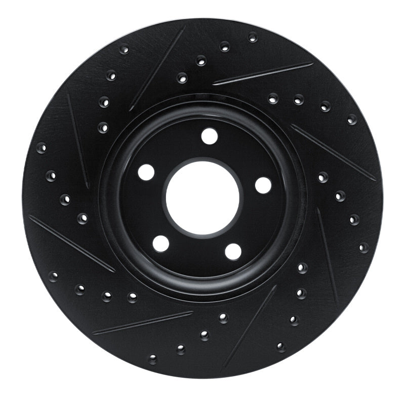R1 Concepts R1 04-19 Ford C-MAX Front Right Drilled & Slotted Black Brake Rotor