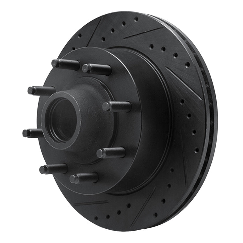 R1 Concepts R1 95-04 Ford E-250 Econoline Front Left Drilled & Slotted Black Brake Rotor