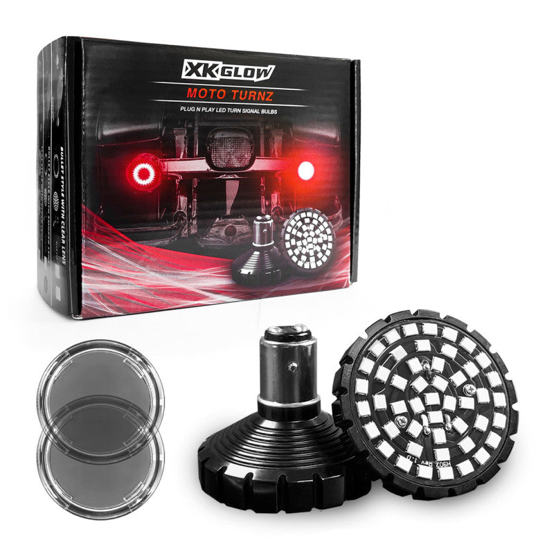 XKGLOW XK Glow Motorcycle Rear LED Turn Signal Kit - 1156 Bullet Style Smoked Lenses