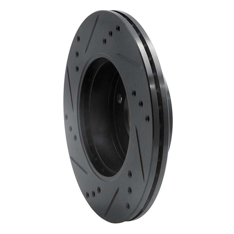 R1 Concepts R1 00-02 Hyundai Accent Front Right Drilled & Slotted Black Brake Rotor