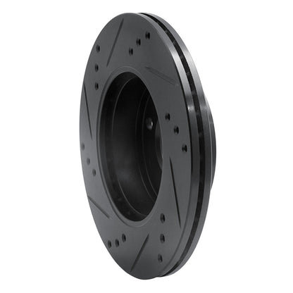 R1 Concepts R1 00-02 Hyundai Accent Front Right Drilled & Slotted Black Brake Rotor