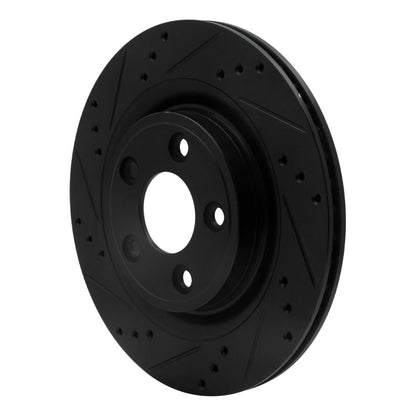 R1 Concepts R1 06-08 Jaguar S-Type Rear Left Drilled & Slotted Black Brake Rotor