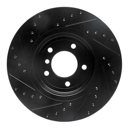 R1 Concepts R1 01-08 BMW 330I Front Right Drilled & Slotted Black Brake Rotor