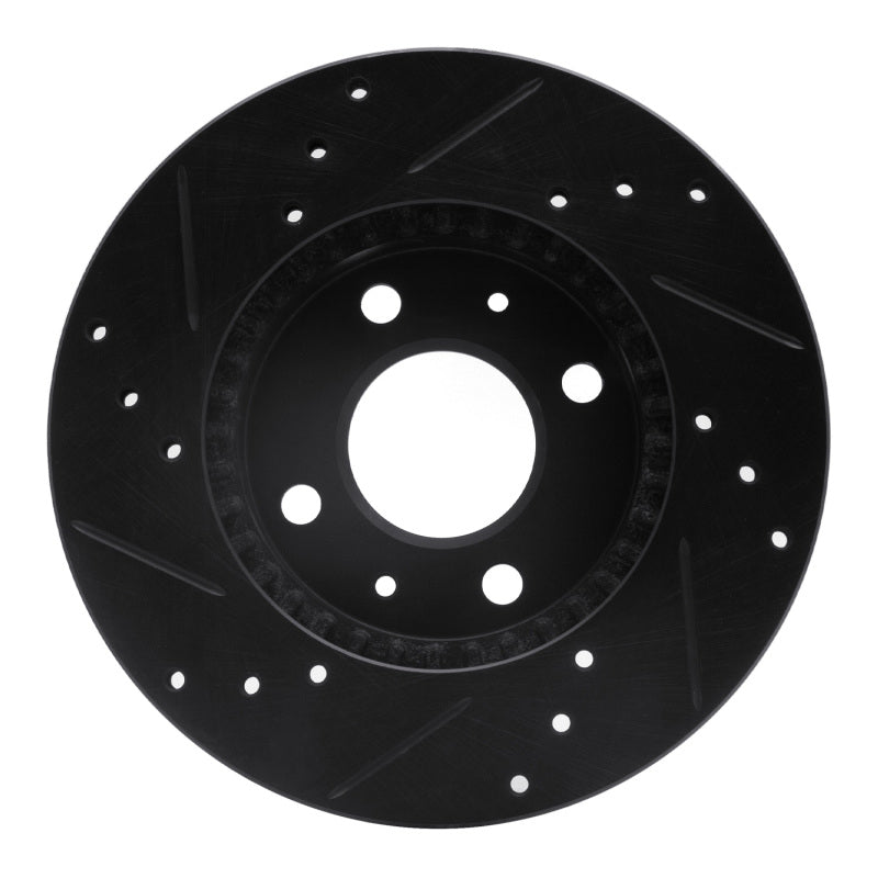 R1 Concepts R1 95-00 Nissan Sentra Front Right Drilled & Slotted Black Brake Rotor