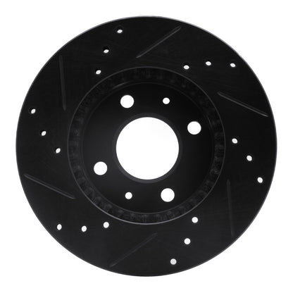 R1 Concepts R1 95-00 Nissan Sentra Front Right Drilled & Slotted Black Brake Rotor