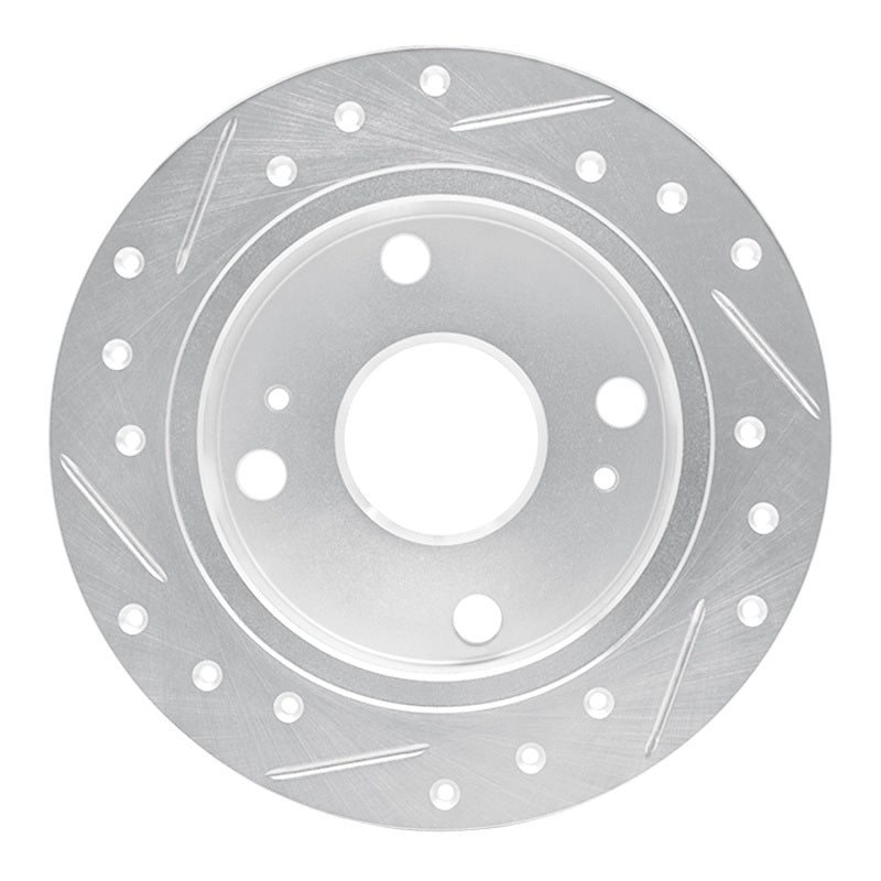 R1 Concepts R1 85-87 Toyota Corolla (US/Canada) Rear Right Drilled & Slotted Silver Brake Rotor