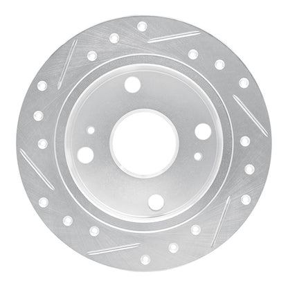 R1 Concepts R1 85-87 Toyota Corolla (US/Canada) Rear Right Drilled & Slotted Silver Brake Rotor