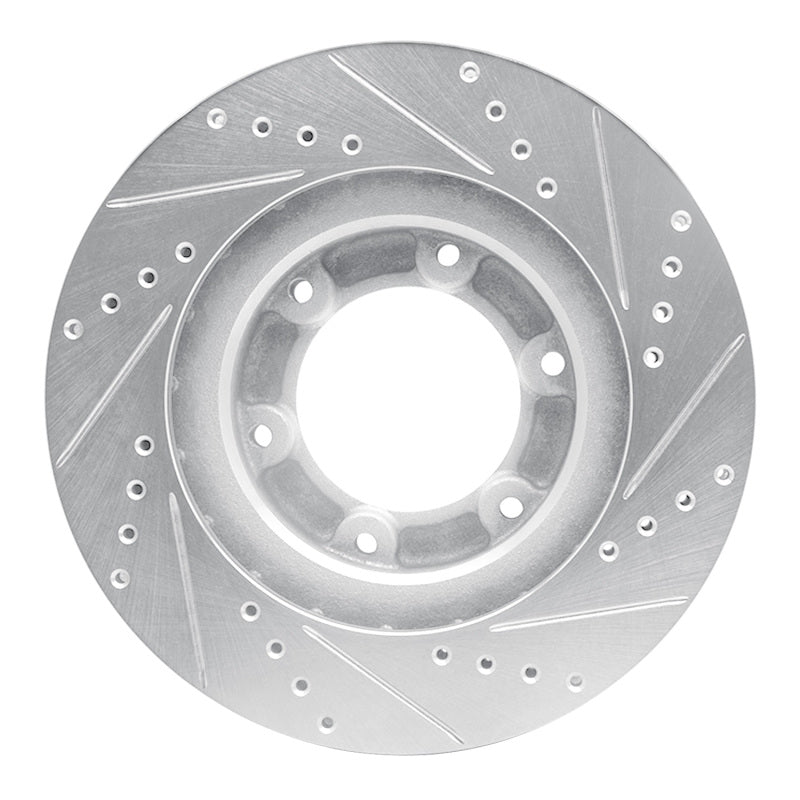 R1 Concepts R1 90-92 Toyota Land Cruiser Front Left Drilled & Slotted Silver Brake Rotor