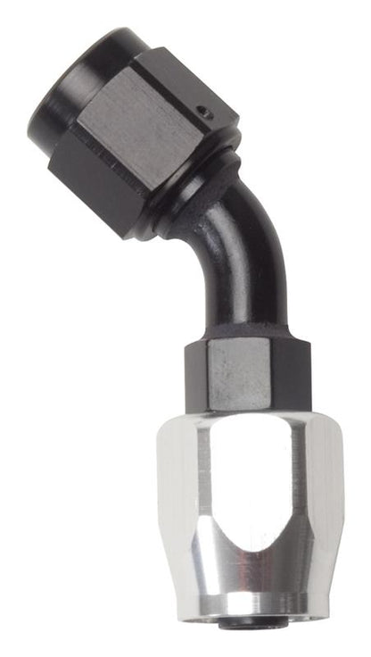 Russell Performance -12 AN Black/Silver 45 Degree Full Flow Hose End
