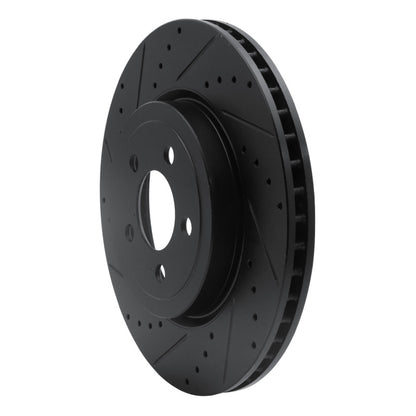 R1 Concepts R1 09-23 Dodge Challenger Front Left Drilled & Slotted Black Brake Rotor