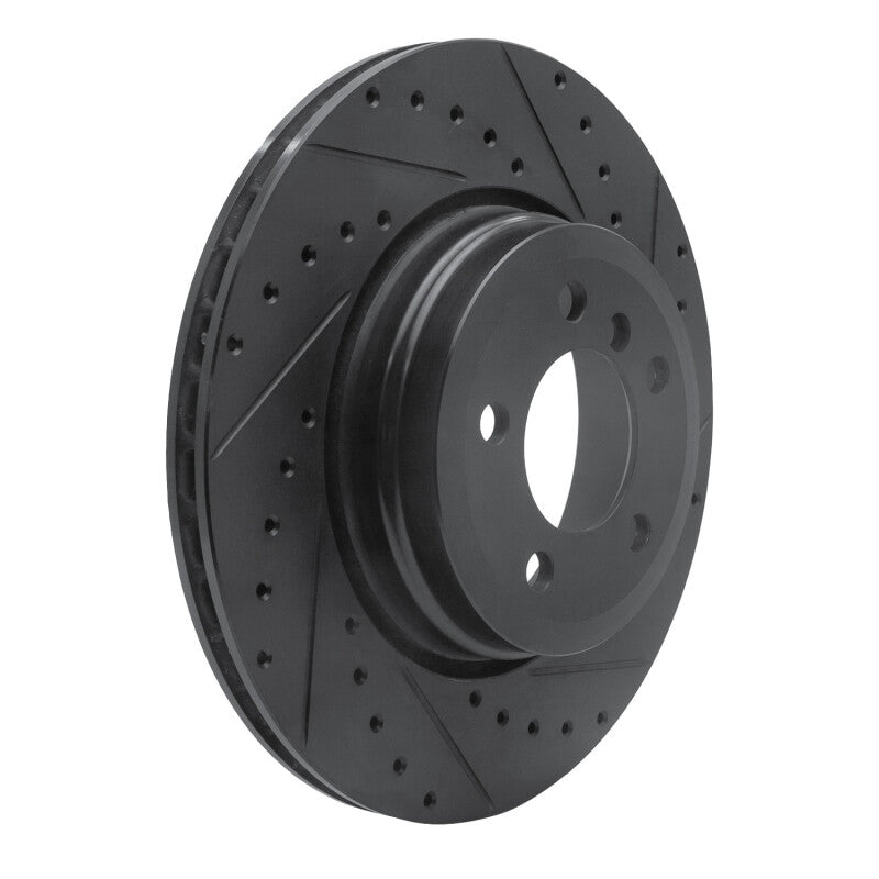 R1 Concepts R1 05-08 BMW 760I Rear Right Drilled & Slotted Black Brake Rotor