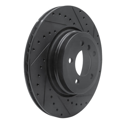 R1 Concepts R1 05-08 BMW 760I Rear Right Drilled & Slotted Black Brake Rotor