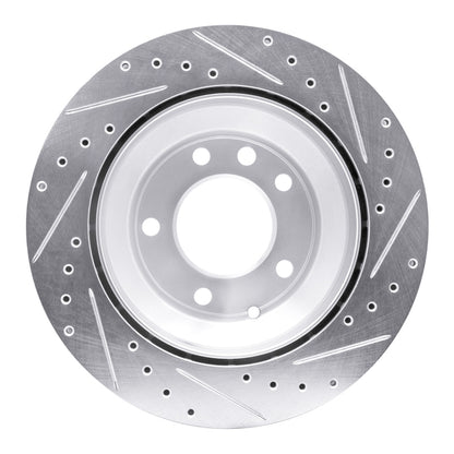 R1 Concepts R1 03-18 Audi Q7 Rear Left Drilled & Slotted Silver Brake Rotor