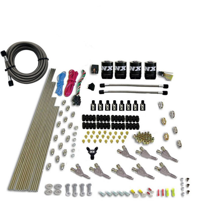 Nitrous Express Vortech Nozzle Nitrous Kit (200-500HP) Gas w/Dist Block & 4 Solenoids w/o Bottle