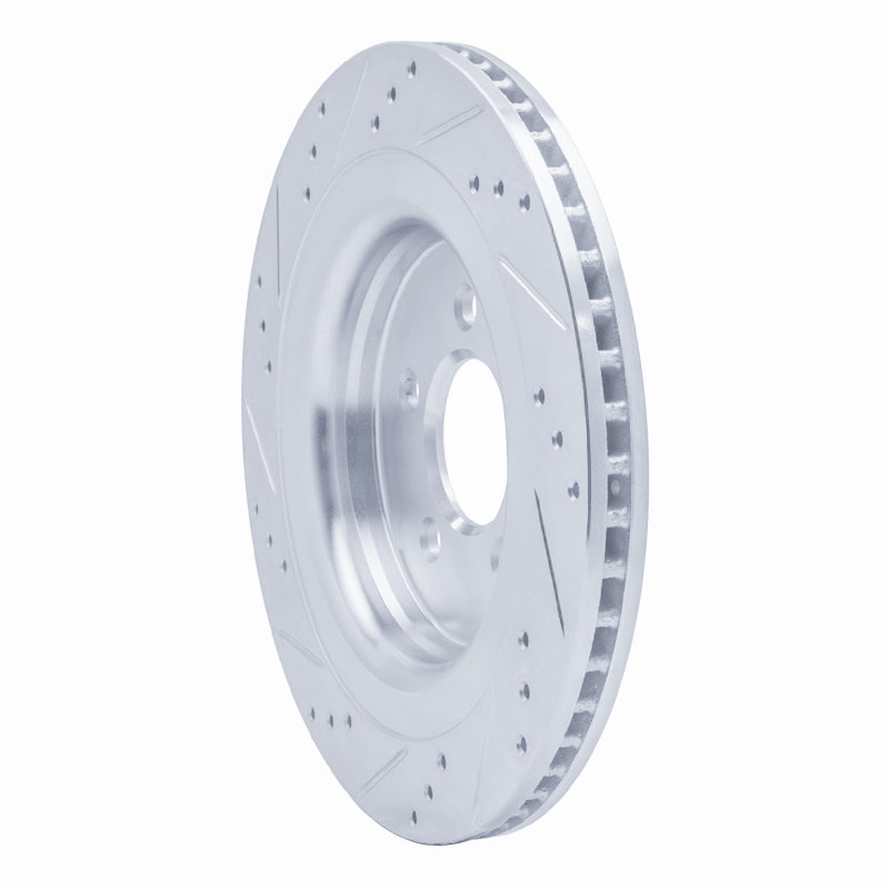 R1 Concepts R1 15-23 Ford Mustang Rear Right Drilled & Slotted Silver Brake Rotor