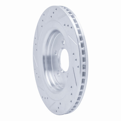 R1 Concepts R1 15-23 Ford Mustang Rear Right Drilled & Slotted Silver Brake Rotor