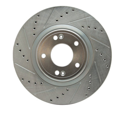 R1 Concepts R1 10-16 Hyundai Genesis Coupe Front Left Drilled & Slotted Silver Brake Rotor