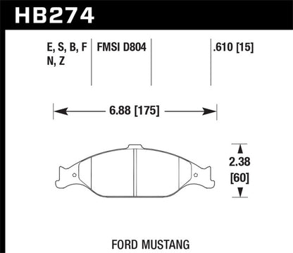 Hawk Performance Hawk 1999-2004 Ford Mustang Base 3.8 HPS 5.0 Front Brake Pads